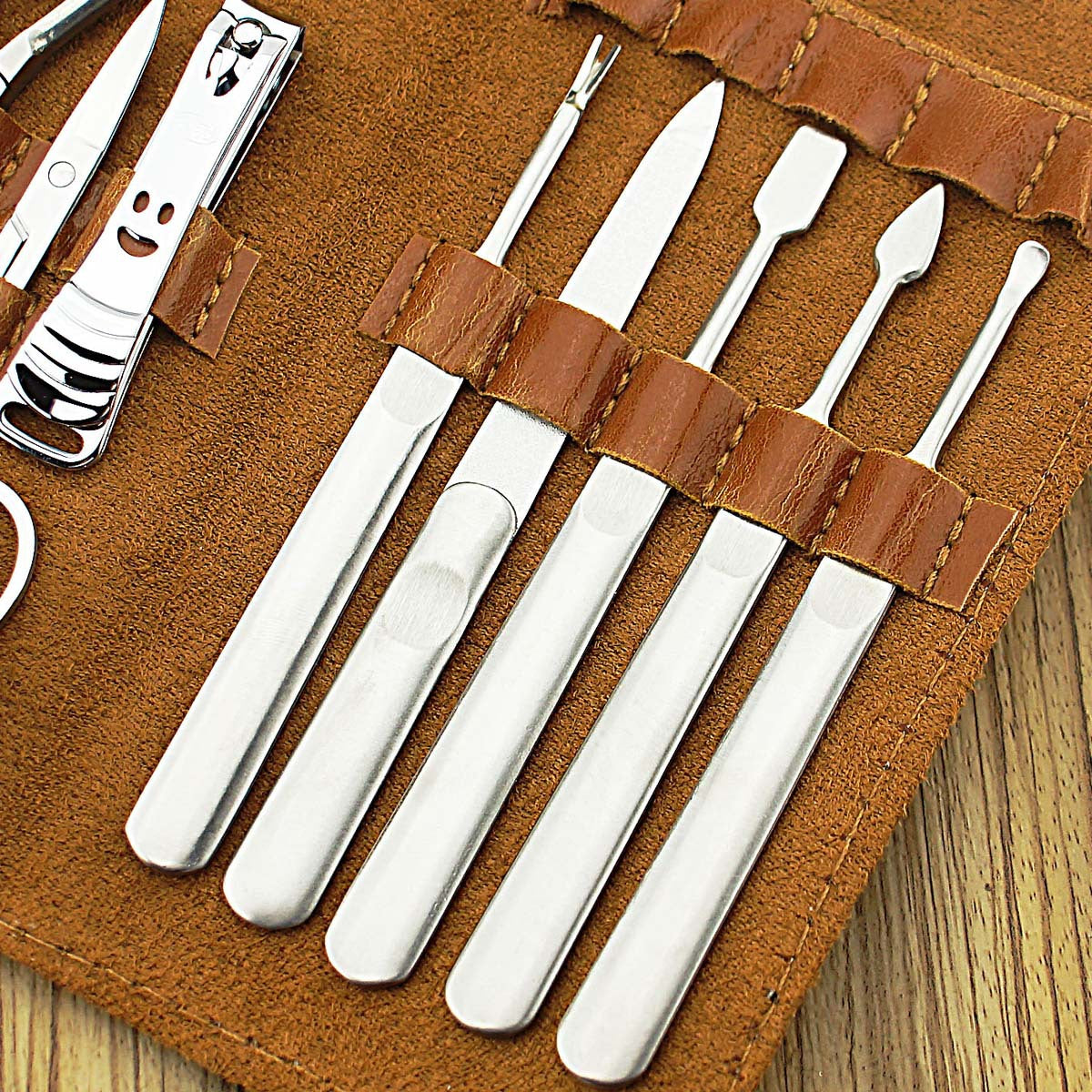 Manicure set with leather case