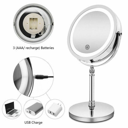 Dual Side Vanity Makeup LED Mirror- USB Charge / Battery powered