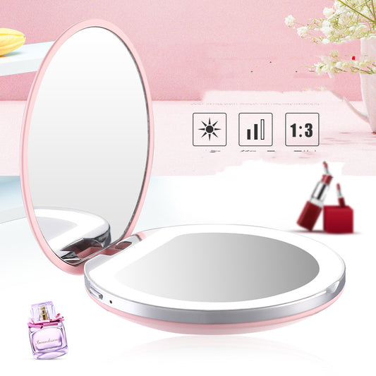 Rechargeable Travel & Portable Makeup Mirror with LED light